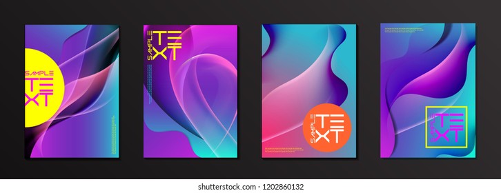 Fluid colorful liquid gradients.Abstract vector modern glow background set. Various design for art template design, list, front page, mockup brochure theme style, banner, idea, cover, booklet, print, 