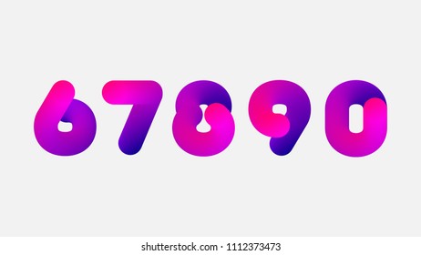 Fluid colorful numbers 6,7,8,9,0, eps 10 vector template