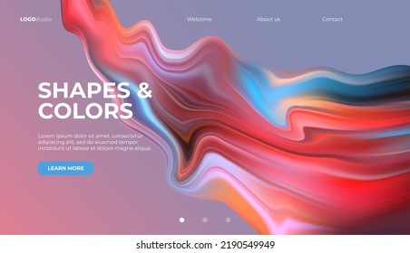 Fluid colorful shape on gradient background. Vector illustration. Landing page or presentation template.  