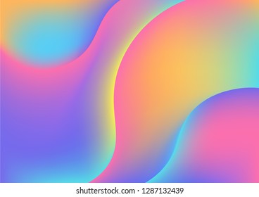 Fluid colorful shapes composition background. Neon bright trendy gradients. Collage. Vector