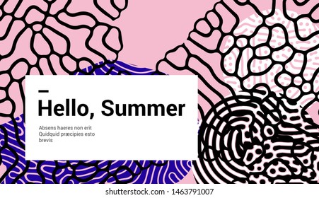 Fluid colorful shapes, Creative pop art vector illustration of vivid splashes and blots with organic Reaction-Diffusion pattern. Trendy retrofuturistic vaporwave/ neo memphis style.