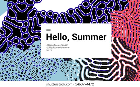 Fluid colorful shapes, Creative pop art vector illustration of vivid splashes and blots with organic Reaction-Diffusion pattern. Trendy retrofuturistic vaporwave/ neo memphis style.