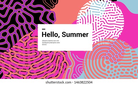 Fluid colorful shapes, Creative pop art vector illustration of vivid splashes and blots with organic Reaction-Diffusion pattern. Trendy retrofuturistic vaporwave/ neo memphis style.