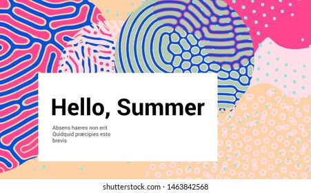 Fluid colorful shapes, Creative pop art vector illustration of vivid splashes and blots with organic Reaction-Diffusion pattern. Trendy retrofuturistic vaporwave/ neo memphis style.