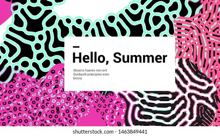 Fluid colorful shapes, Creative pop art vector illustration of vivid splashes and blots with organic Reaction-Diffusion pattern. Trendy retrofuturistic vaporwave/ neo memphis style.