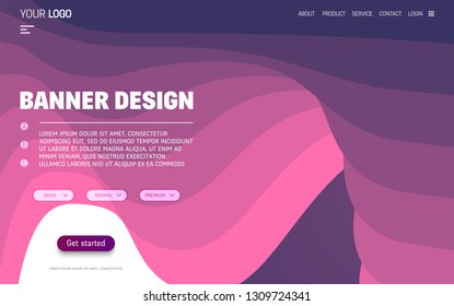 Fluid colorful shapes website template. Trendy liquid composition