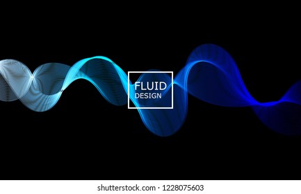 Fluid colorful texture on dark background. Flow shapes design. Liquid wave background. Abstract 3d flow shape. Fluid colors pattern. Modern fluid colors. 