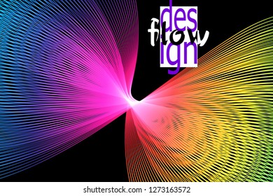 Fluid colorful texture on dark background. Flow shapes design. Liquid wave background. Abstract 3d flow shape. Fluid colors pattern.