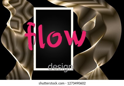 Fluid colorful texture on dark background. Flow shapes design. Liquid wave background. Abstract 3d flow shape. Fluid colors pattern.
