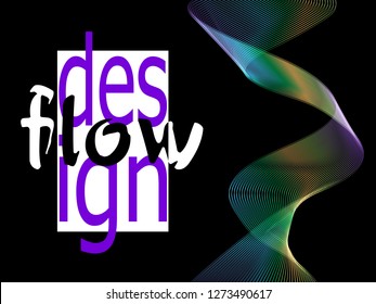 Fluid colorful texture on dark background. Flow shapes design. Liquid wave background. Abstract 3d flow shape. Fluid colors pattern.