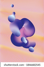 Fluid colorfull liquid shape on gold and pink wavy background. 
Vector templates for flyers, brochure,  banners, posters. Abstract fluid 3d shape. 