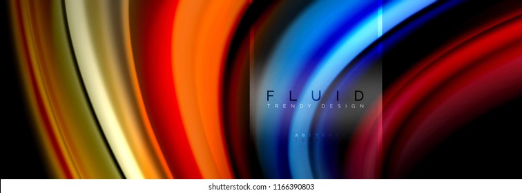 Fluid colors abstract background colorful poster, twisted liquid design on black, colorful marble or plastic wave texture backdrop, multicolored template for business or technology presentation or web