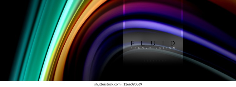 Fluid colors abstract background colorful poster, twisted liquid design on black, colorful marble or plastic wave texture backdrop, multicolored template for business or technology presentation or web