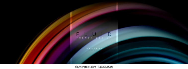 Fluid colors abstract background colorful poster, twisted liquid design on black, colorful marble or plastic wave texture backdrop, multicolored template for business or technology presentation or web