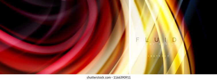 Fluid colors abstract background colorful poster, twisted liquid design on black, colorful marble or plastic wave texture backdrop, multicolored template for business or technology presentation or web