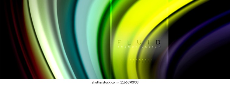 Fluid colors abstract background colorful poster, twisted liquid design on black, colorful marble or plastic wave texture backdrop, multicolored template for business or technology presentation or web