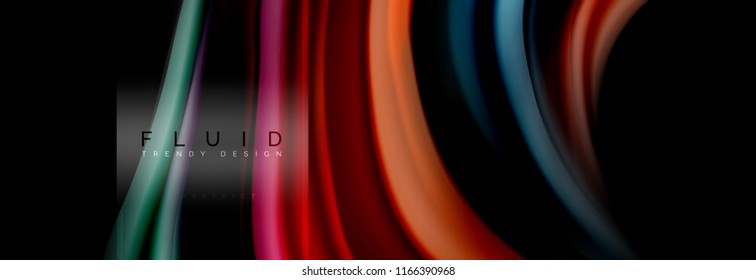 Fluid colors abstract background colorful poster, twisted liquid design on black, colorful marble or plastic wave texture backdrop, multicolored template for business or technology presentation or web