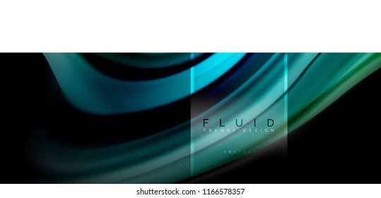 Fluid colors abstract background colorful poster, twisted liquid design on black, colorful marble or plastic wave texture backdrop, multicolored template for business or technology presentation or web