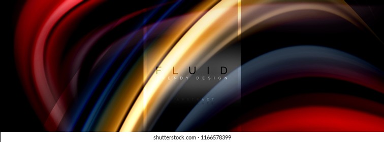 Fluid colors abstract background colorful poster, twisted liquid design on black, colorful marble or plastic wave texture backdrop, multicolored template for business or technology presentation or web