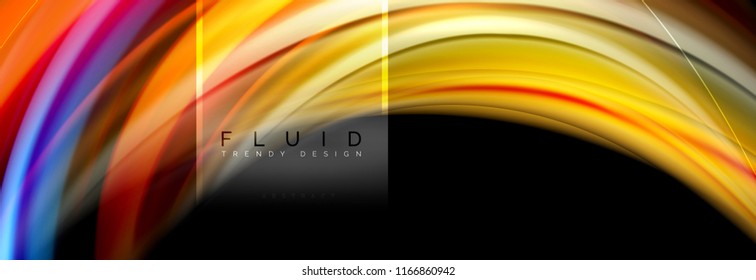 Fluid colors abstract background colorful poster, twisted liquid design on black, colorful marble or plastic wave texture backdrop, multicolored template for business or technology presentation or web