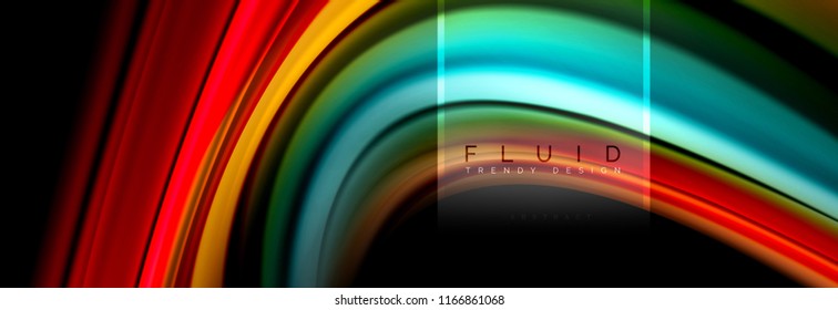 Fluid colors abstract background colorful poster, twisted liquid design on black, colorful marble or plastic wave texture backdrop, multicolored template for business or technology presentation or web
