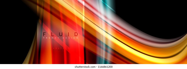 Fluid colors abstract background colorful poster, twisted liquid design on black, colorful marble or plastic wave texture backdrop, multicolored template for business or technology presentation or web