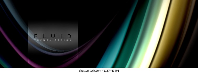 Fluid colors abstract background colorful poster, twisted liquid design on black, colorful marble or plastic wave texture backdrop, multicolored template for business or technology presentation or web