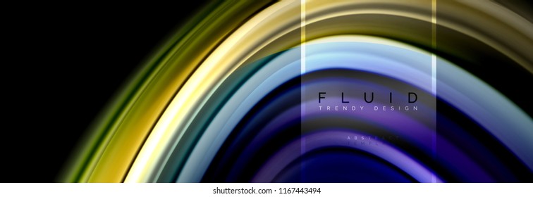 Fluid colors abstract background colorful poster, twisted liquid design on black, colorful marble or plastic wave texture backdrop, multicolored template for business or technology presentation or web