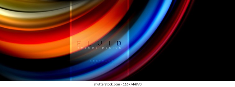 Fluid colors abstract background colorful poster, twisted liquid design on black, colorful marble or plastic wave texture backdrop, multicolored template for business or technology presentation or web