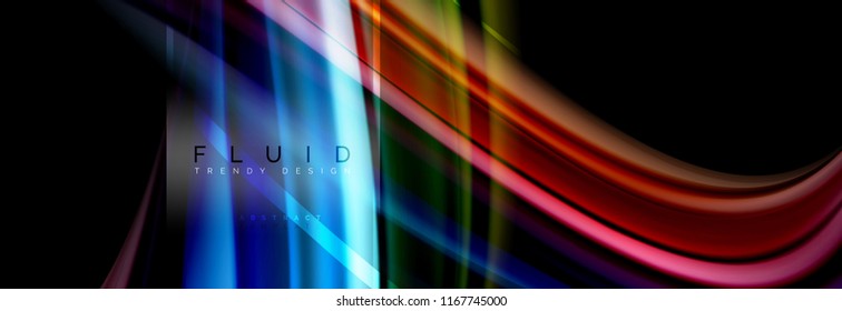 Fluid colors abstract background colorful poster, twisted liquid design on black, colorful marble or plastic wave texture backdrop, multicolored template for business or technology presentation or web