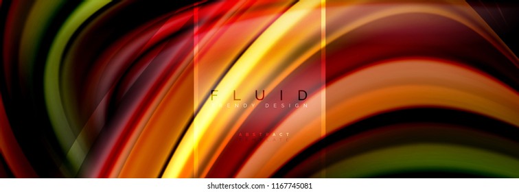 Fluid colors abstract background colorful poster, twisted liquid design on black, colorful marble or plastic wave texture backdrop, multicolored template for business or technology presentation or web