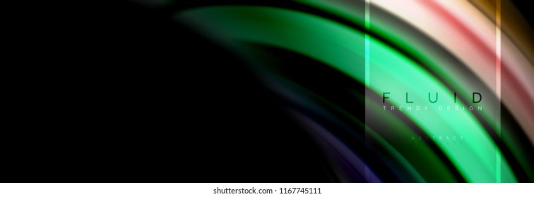 Fluid colors abstract background colorful poster, twisted liquid design on black, colorful marble or plastic wave texture backdrop, multicolored template for business or technology presentation or web