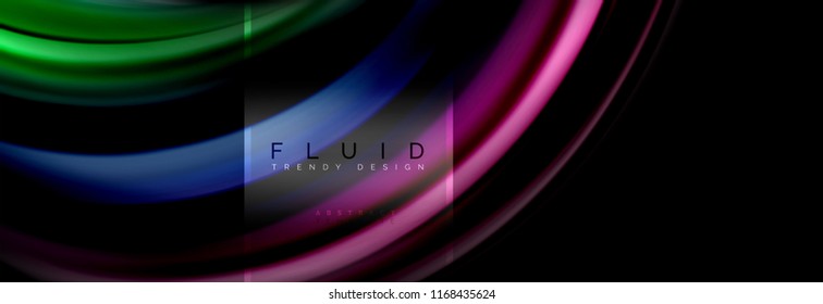 Fluid colors abstract background colorful poster, twisted liquid design on black, colorful marble or plastic wave texture backdrop, multicolored template for business or technology presentation or web