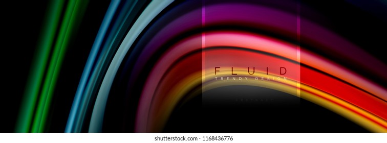 Fluid colors abstract background colorful poster, twisted liquid design on black, colorful marble or plastic wave texture backdrop, multicolored template for business or technology presentation or web