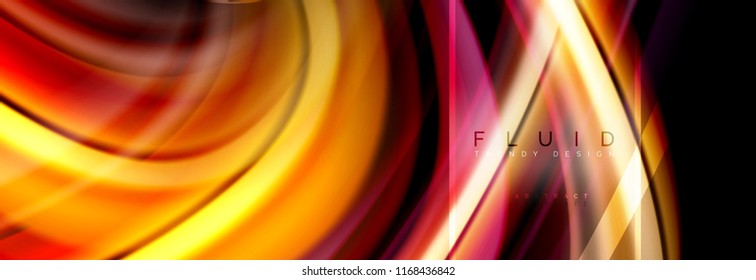 Fluid colors abstract background colorful poster, twisted liquid design on black, colorful marble or plastic wave texture backdrop, multicolored template for business or technology presentation or web
