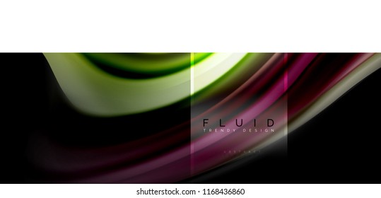 Fluid colors abstract background colorful poster, twisted liquid design on black, colorful marble or plastic wave texture backdrop, multicolored template for business or technology presentation or web