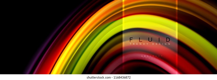 Fluid colors abstract background colorful poster, twisted liquid design on black, colorful marble or plastic wave texture backdrop, multicolored template for business or technology presentation or web