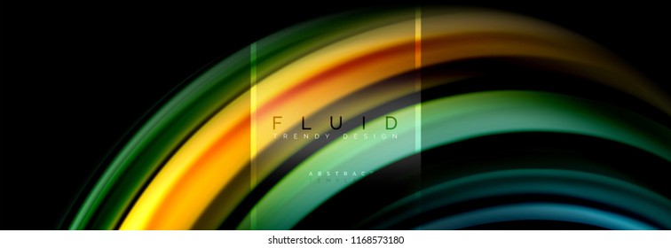 Fluid colors abstract background colorful poster, twisted liquid design on black, colorful marble or plastic wave texture backdrop, multicolored template for business or technology presentation or web