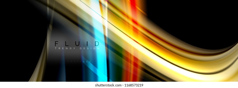 Fluid colors abstract background colorful poster, twisted liquid design on black, colorful marble or plastic wave texture backdrop, multicolored template for business or technology presentation or web