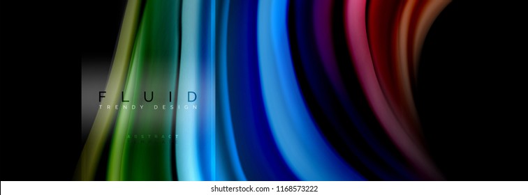 Fluid colors abstract background colorful poster, twisted liquid design on black, colorful marble or plastic wave texture backdrop, multicolored template for business or technology presentation or web