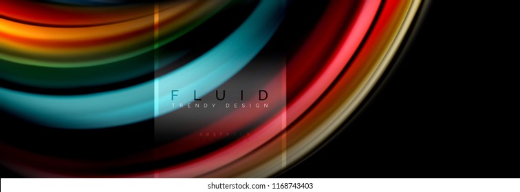 Fluid colors abstract background colorful poster, twisted liquid design on black, colorful marble or plastic wave texture backdrop, multicolored template for business or technology presentation or web