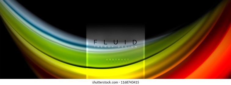 Fluid colors abstract background colorful poster, twisted liquid design on black, colorful marble or plastic wave texture backdrop, multicolored template for business or technology presentation or web