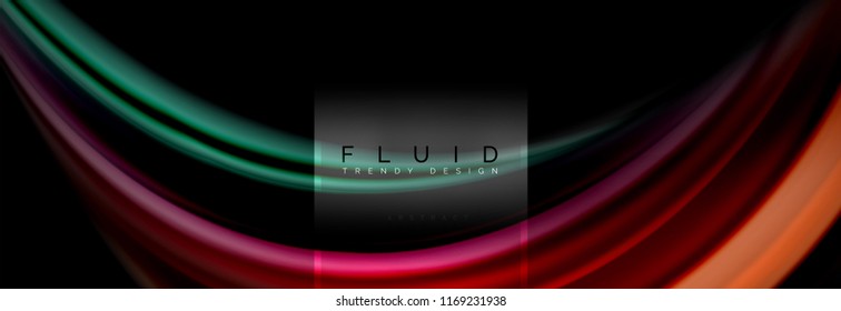 Fluid colors abstract background colorful poster, twisted liquid design on black, colorful marble or plastic wave texture backdrop, multicolored template for business or technology presentation or web