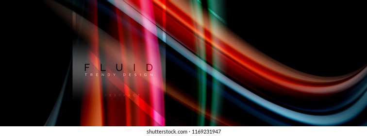 Fluid colors abstract background colorful poster, twisted liquid design on black, colorful marble or plastic wave texture backdrop, multicolored template for business or technology presentation or web