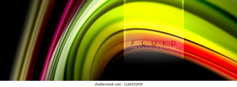 Fluid colors abstract background colorful poster, twisted liquid design on black, colorful marble or plastic wave texture backdrop, multicolored template for business or technology presentation or web