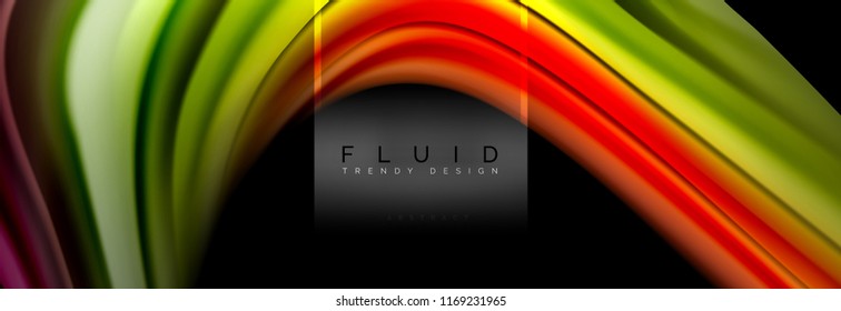 Fluid colors abstract background colorful poster, twisted liquid design on black, colorful marble or plastic wave texture backdrop, multicolored template for business or technology presentation or web