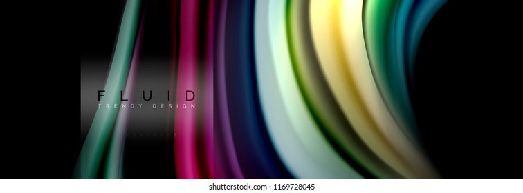 Fluid colors abstract background colorful poster, twisted liquid design on black, colorful marble or plastic wave texture backdrop, multicolored template for business or technology presentation or web