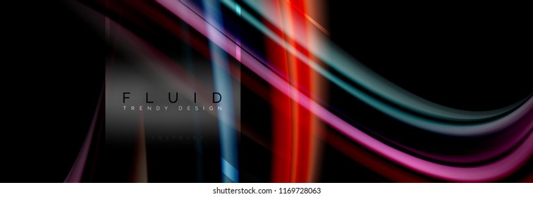 Fluid colors abstract background colorful poster, twisted liquid design on black, colorful marble or plastic wave texture backdrop, multicolored template for business or technology presentation or web