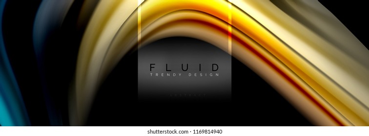 Fluid colors abstract background colorful poster, twisted liquid design on black, colorful marble or plastic wave texture backdrop, multicolored template for business or technology presentation or web