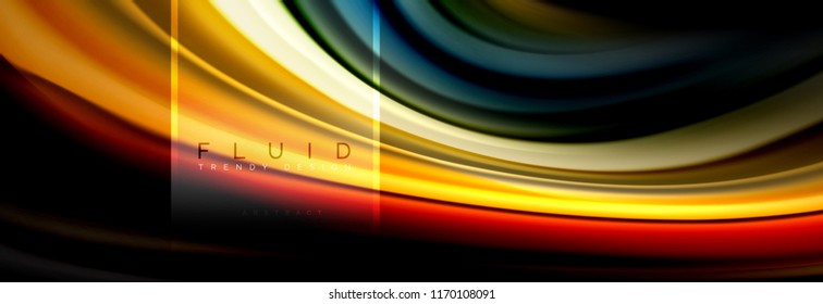 Fluid colors abstract background colorful poster, twisted liquid design on black, colorful marble or plastic wave texture backdrop, multicolored template for business or technology presentation or web